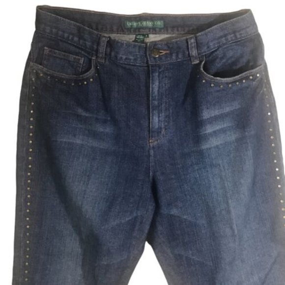LAUREN RALPH LAUREN Studded Denim Blue Jeans 34x32 - Picture 5 of 10